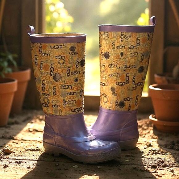 UGGS Women's Wallingford Rain Boots Sherpa Lined 6 Preppy Waterproof Snow - Picture 7 of 7